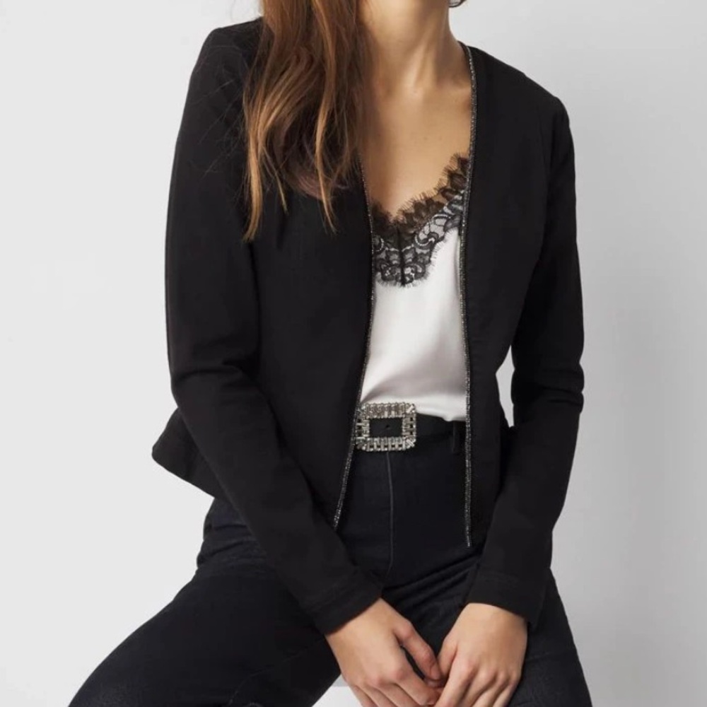 White House Black Market Embelished Trim Jacket